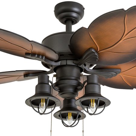 Prominence Home Ocean Crest, 52 in. Indoor/Outdoor Ceiling Fan with Light & Remote Control, Bronze 50759-40